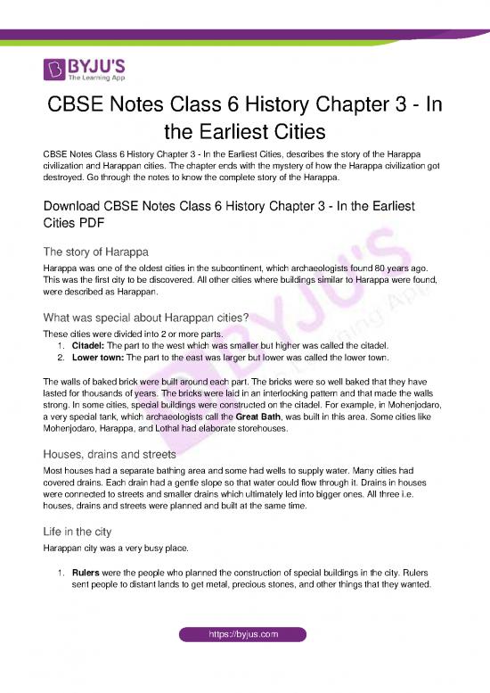 picture_Cbse Notes Class 6 History Chapter 3 In The Earliest Cities