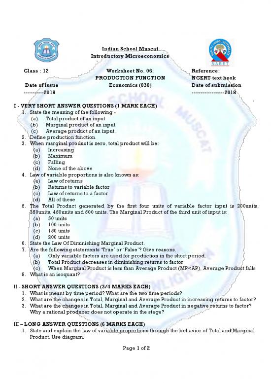 picture1_Economics Pdf 119233 | Class Xii Microeconomics Worksheet No 6 Production 2018 19
