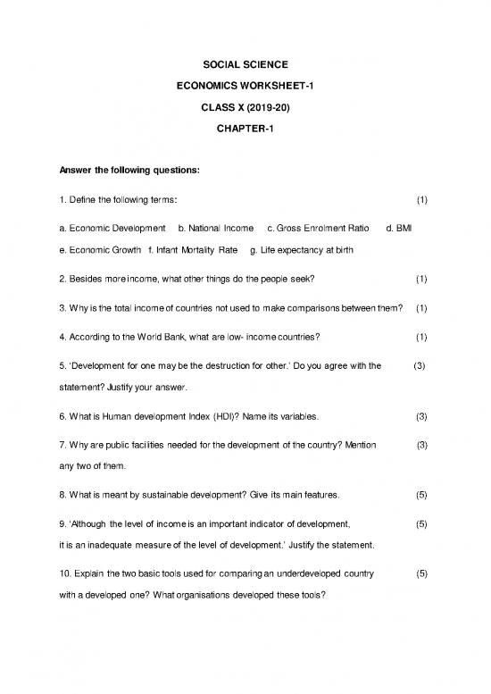 picture Economics Pdf 119485 | Eco Worksheet1 Class 10 May 19