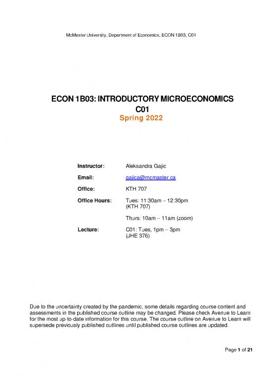 picture_Economics Pdf 119062 | Econ 1b03 C01 Course Outline Spring 2022 Gajic