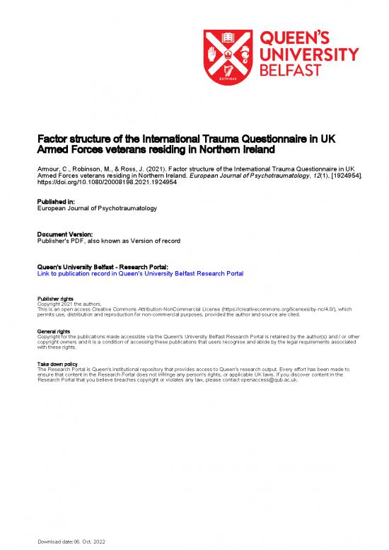 picture International Trauma Questionnaire Pdf 117942 | Factor