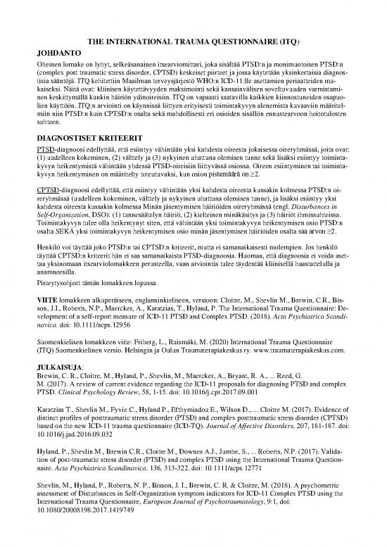 picture1_International Trauma Questionnaire Pdf 118708 | Itq Suomenkielinen Versio
