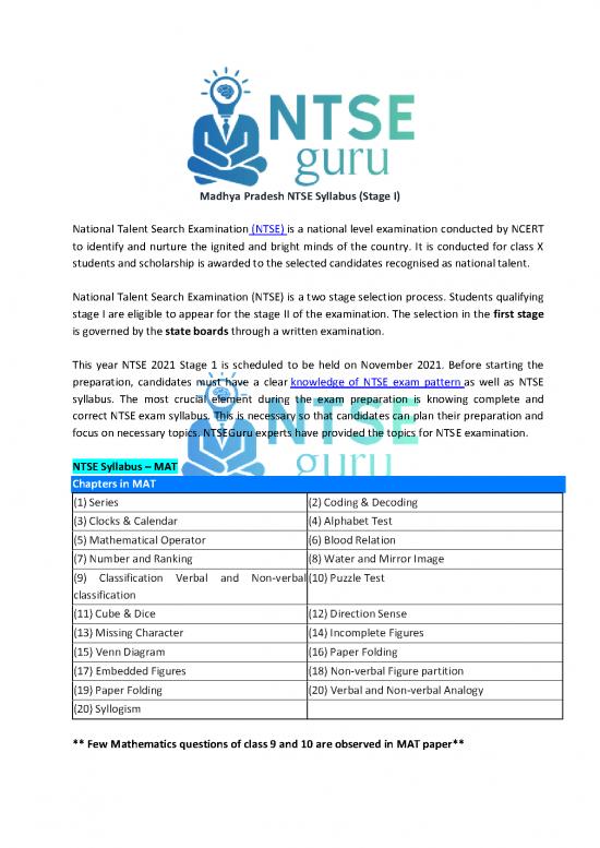 picture_Madhya Pradesh State Specific Ntse Syllabus