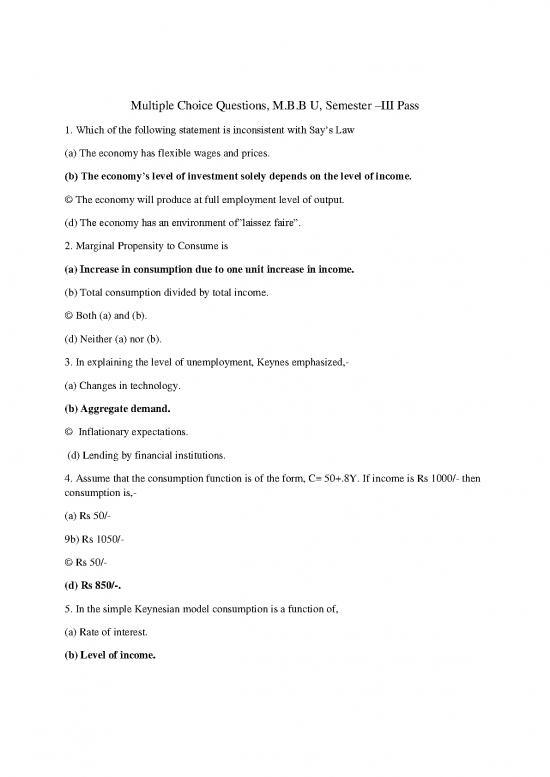 picture Keynesian Theory Pdf 117599 | Mcq For  3rd Sem Economics Converted