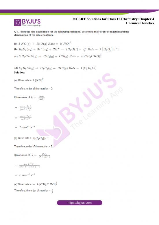 chemical kinetics assignment pdf