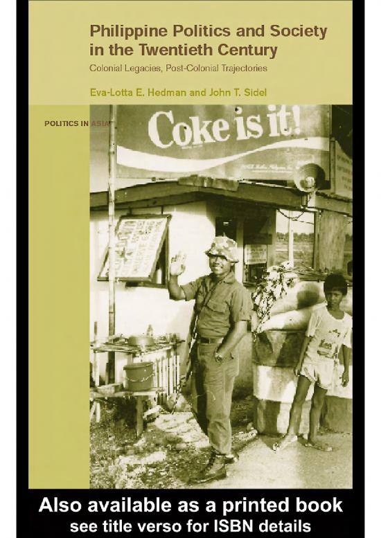 picture Study Pdf 118754 | Politics And Government Philippine Politics And Society In The Twentieth Century  Colonial Legaci