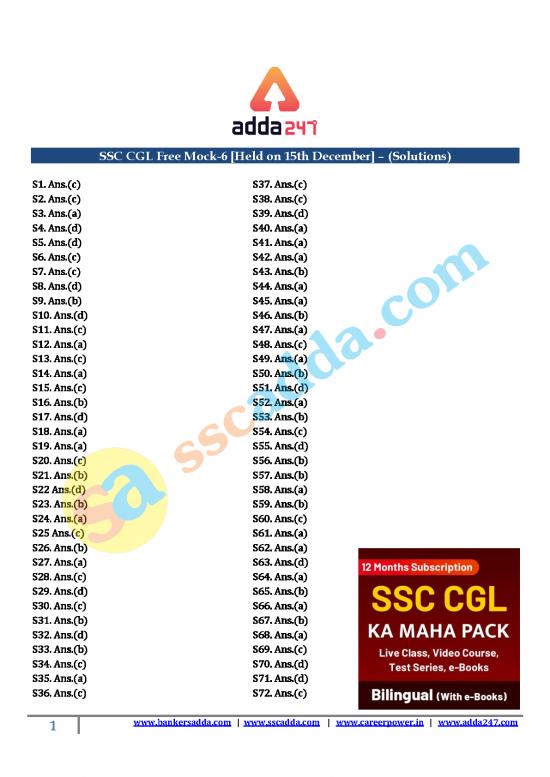 picture_Ssc Cgl Free Mock 6 Held On 15th December Solutions