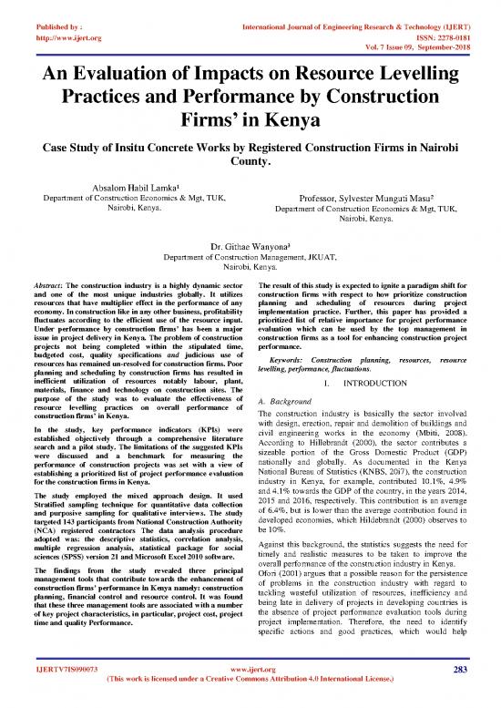 picture Economics Pdf 121837 | An Evaluation Of Impacts On Resource Levelling Practices And Performance By Construction Firms In Kenya Ijertv7is090073