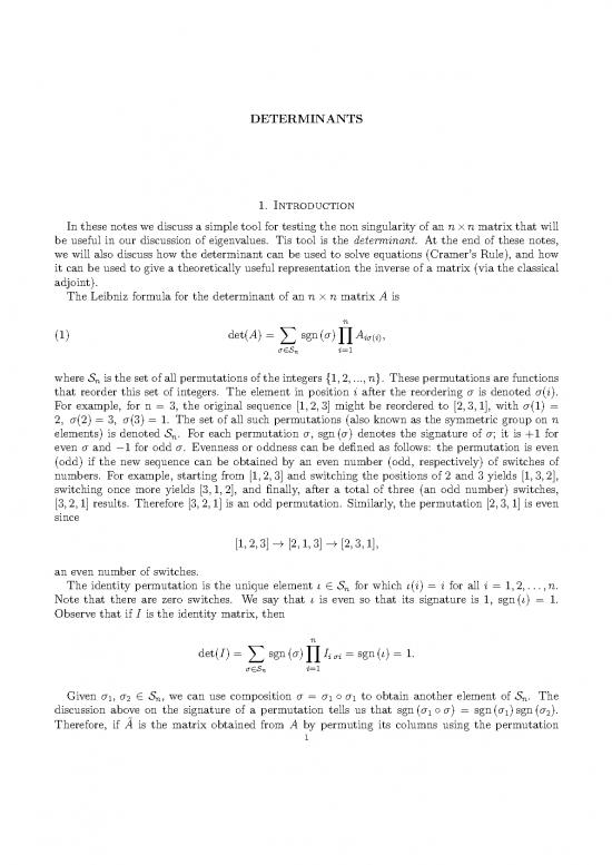picture Matrix Pdf 121544 | Determinants