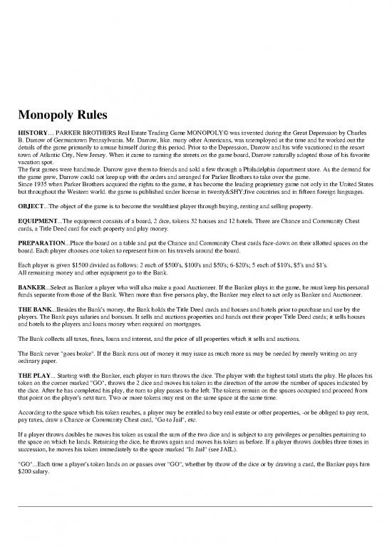 picture Monopoly Rules Pdf 122501 | Monopoly 1