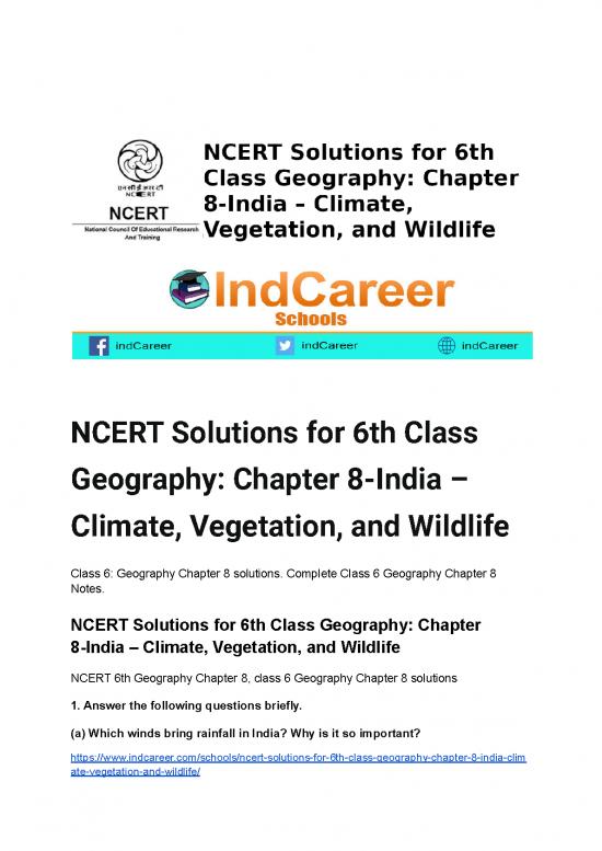 picture1_Agriculture Pdf Notes 120754 | Ncert Solutions For 6th Class Geography  Chapter 8 India – Climate Vegetation And Wildlife