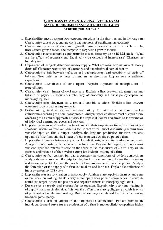 picture Macroeconomics Pdf 120247 | Questions For Master Final Exam Mie Mae 2018