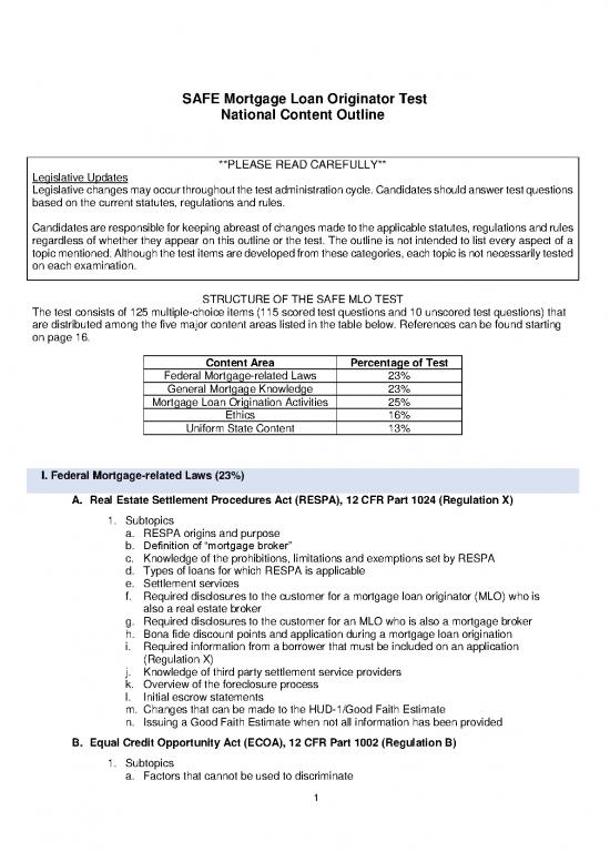 General Knowledge Pdf 121386 | Safe Mlo Test Outline National Test