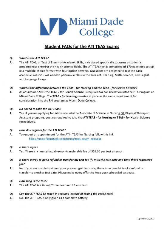 2022 teas information