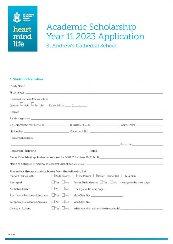 Gbr1 12735 2023 Academic Scholarship Year 11 Application Form 