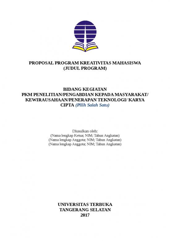 Format Sampul Dan Lembar Pengesahan Pkm Berbasis Proposal | Proposal File