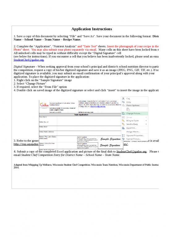 picture Excel Sheet Download 11511 | Fulton Student Chef Application 2020 | Sample Application