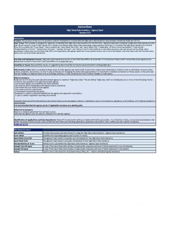 picture Excel Sheet Download 11519 | High Value Data Inventory Form V2 | Sample Application
