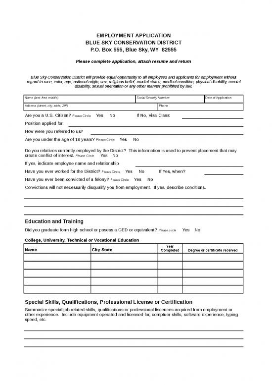 picture1_Microsoft Excel Resume Template 11572 | Sample Employment Application | Sample Application