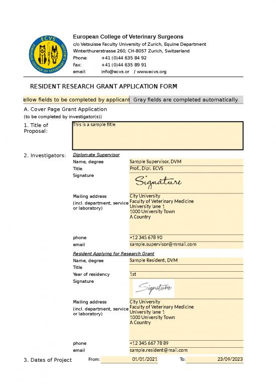 picture Excel Sheet Download 11582 | Research Grant Application Demo | Sample Application