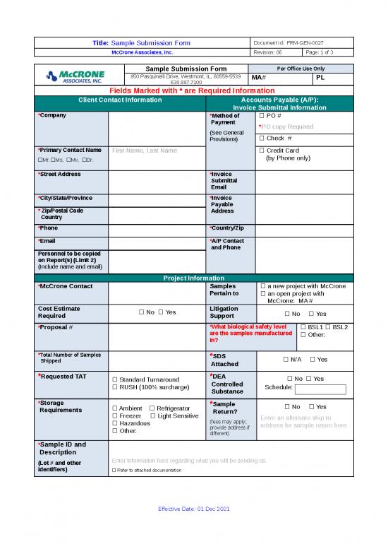 picture Company Presentation Template 11938 | 2021 12 01 Sample Submission Form Frmgen0027v06 | Sample Submission