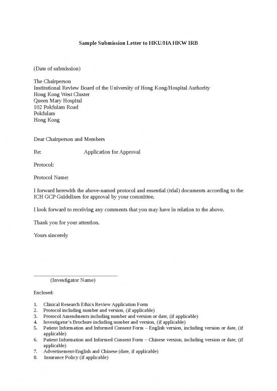 picture Authority Letter Format Word 11939 | Hku Ha Hkw Irb T1 Sample Submissio | Sample Submission