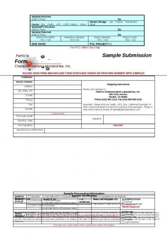 picture_Electronic Spread Sheet 11966 | Pcl Sample Submission Form | Sample Submission