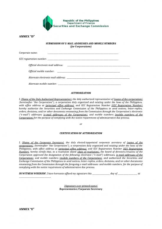 Certification Format Word 11980 2020form Mc28s2020 Annexes D To G 