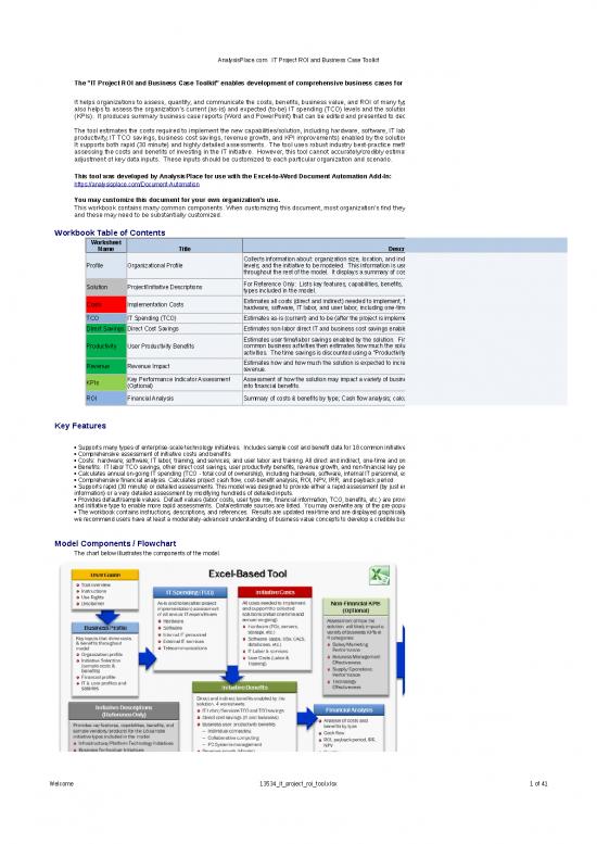 picture Excel Sheet Download 12008 | It Project Roi Tool | Business Form Tools