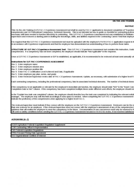 picture_Excel Sheet Download 12163 | Ojt Contracting Competency Experience Assessment2018 | Business Form Tools