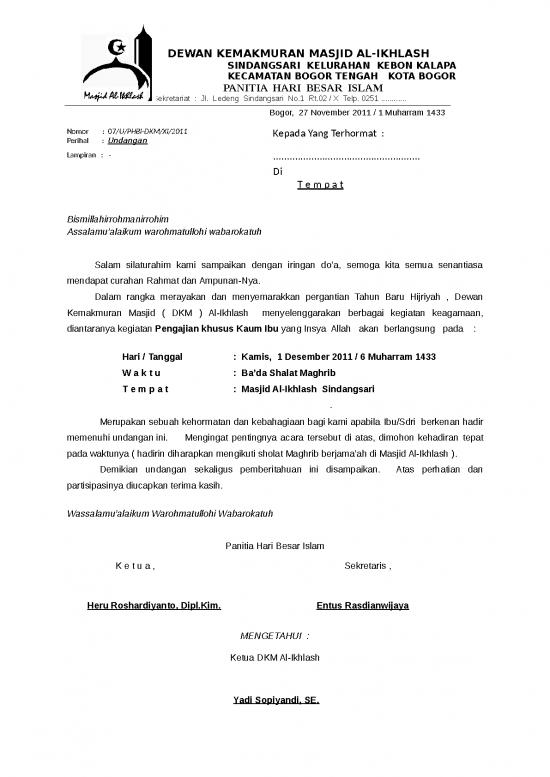 Surat Undangan Pengajian | File Undangan