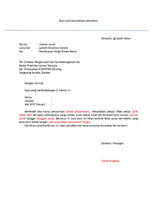picture File - Surat Konfirmasi | Contoh Draf Surat Konfirmasi Persetujuan Harga Proses Reuse