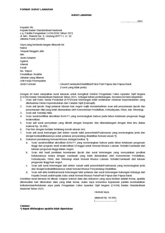 picture Surat Lamaran Doc 12896 | Format Surat Lamaran Pengadaan Casn Bsn 2021 (fin)
