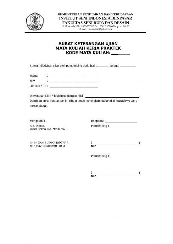 picture File - Surat Keterangan Kerja Id 12940 | Surat Keterangan Nilai Ujian Kerja Praktek Kp