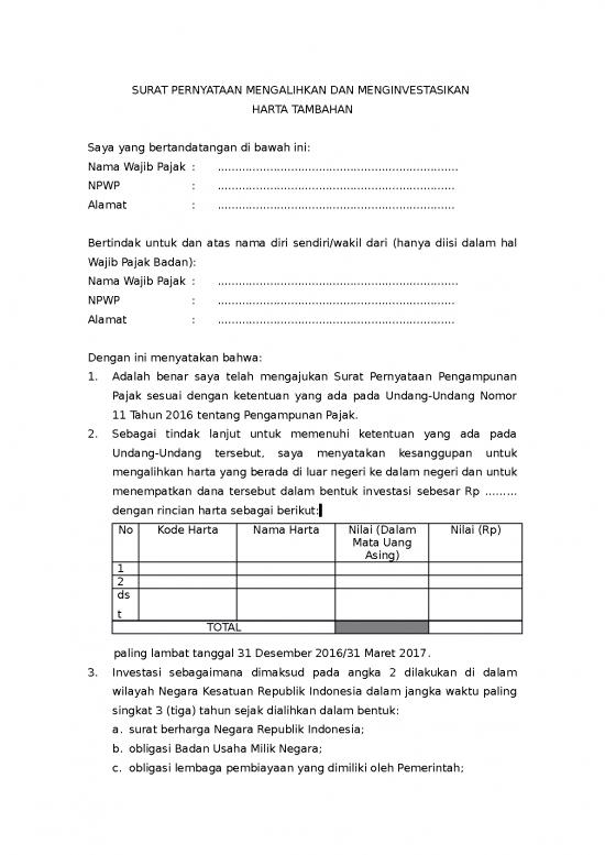 picture_File - Surat Pernyataan Id 13116 | Surat Pernyataan Mengalihkan Dan Menginvestasikan Harta Tambahan