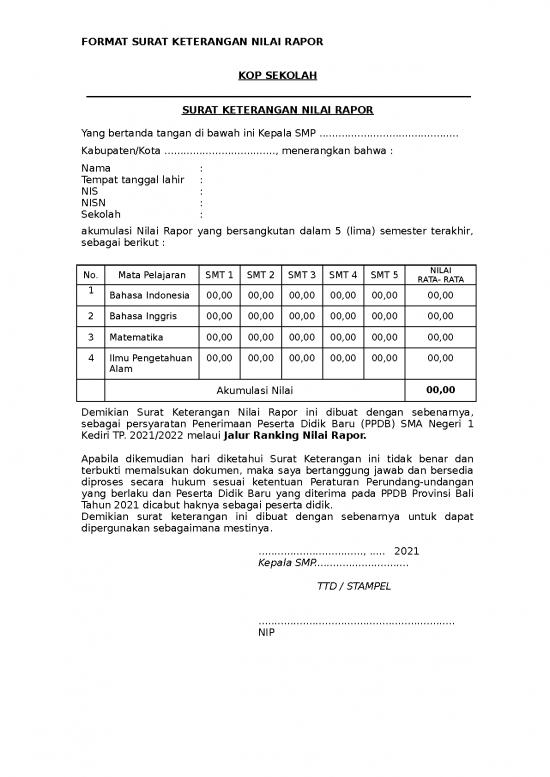 picture File - Surat Keterangan Nilai Id 13164 | Surat Keterangan Nilai Rapor