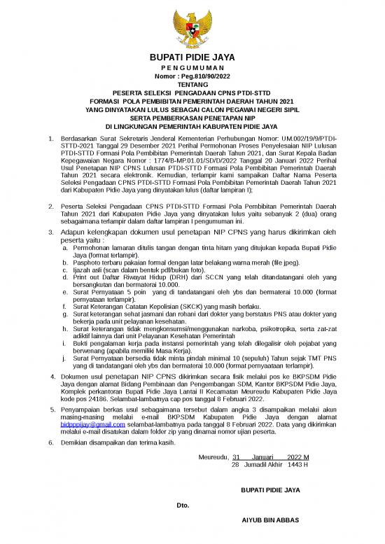 picture1_Pengumuman Bupati Pidie Jaya Sttd 2022