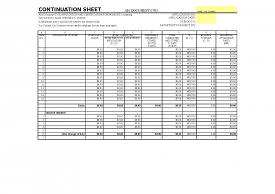 Excel Sheet Download 11483 | Subcontractor Aia Form G702 Request For ...