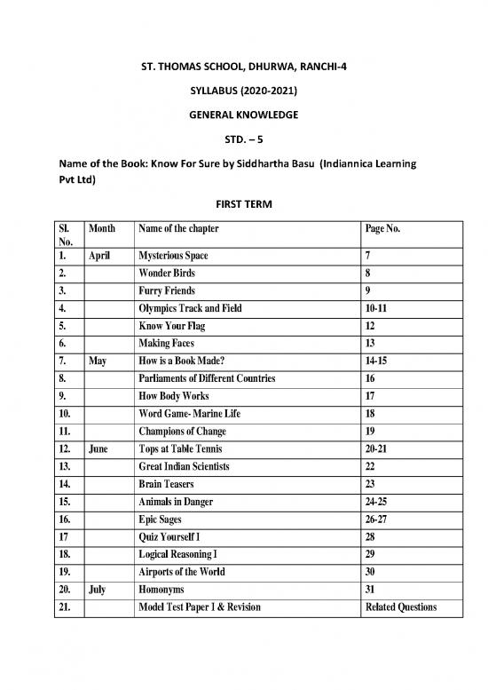 picture General Knowledge 2021 Pdf 123751 | 2nd Trm Cls5 Sylb Gk