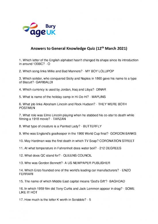 picture World General Knowledge 2021 Pdf 124960 | Answers To General Knowledge Quiz 12th March 2021