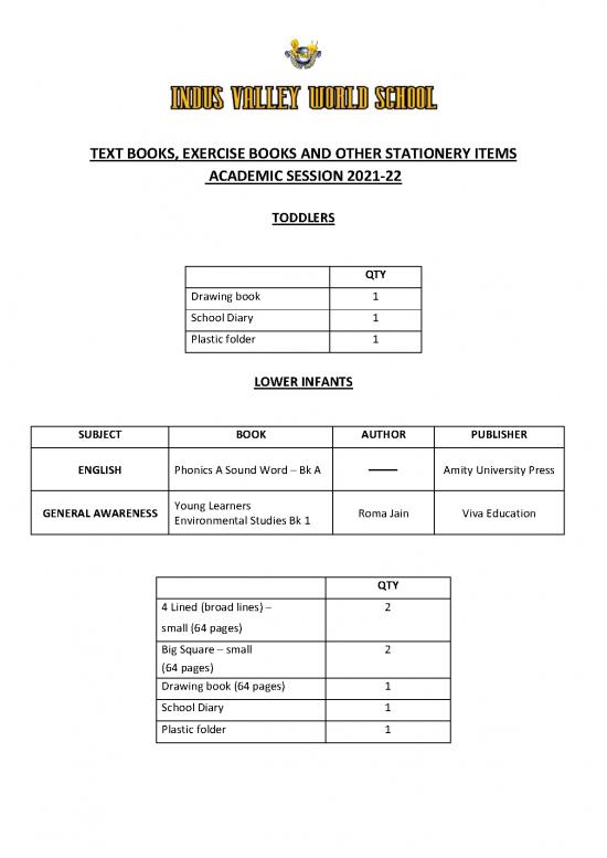 picture General Awareness 2021 Pdf 125119 | Booklist Juniors 2021 22 Toddlers Class 5