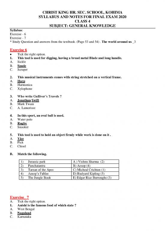 picture General Knowledge Notes Pdf 124795 | Class 4 General Knowledge 3rd Term 2020