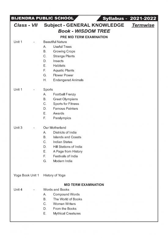 picture General Knowledge Pdf 2021 123897 | Class 7 Subject  K