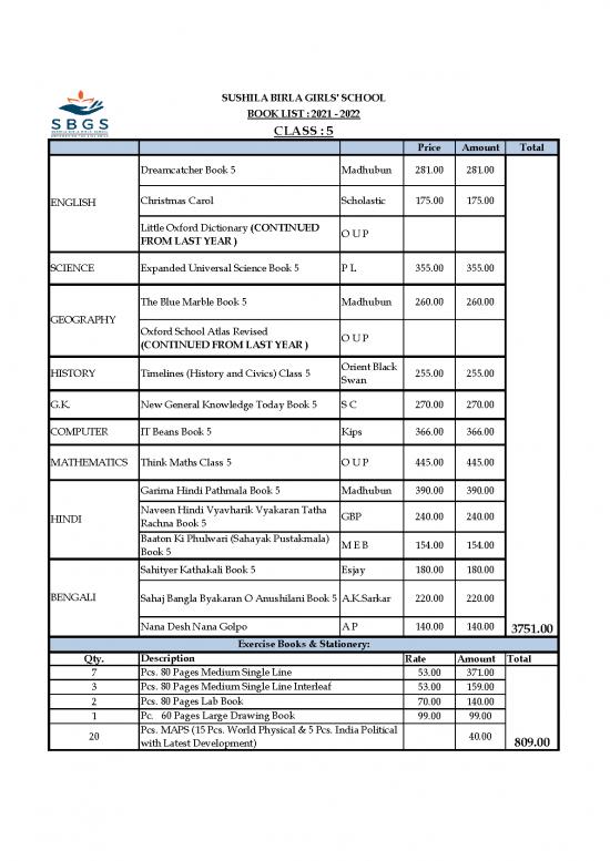 picture General Knowledge 2021 Pdf 123251 | Class V Booklist