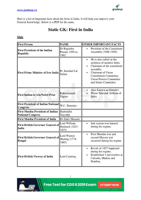 picture Static General Knowledge Pdf 123890 | Firsts In India