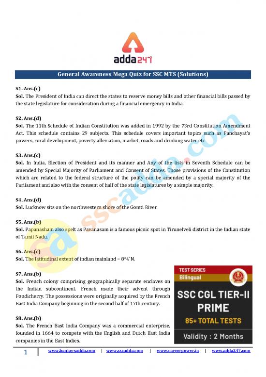 picture1_General Awareness For Ssc Mts Pdf 124393 | Formatted General Awareness Mega Quiz For Ssc Mts 28th July Solutions