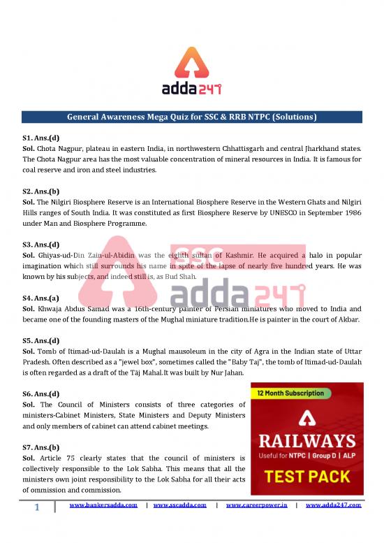 picture General Awareness Pdf 123360 | Formatted General Awareness Mega Quiz For Ssc Rrb Ntpc Solutions