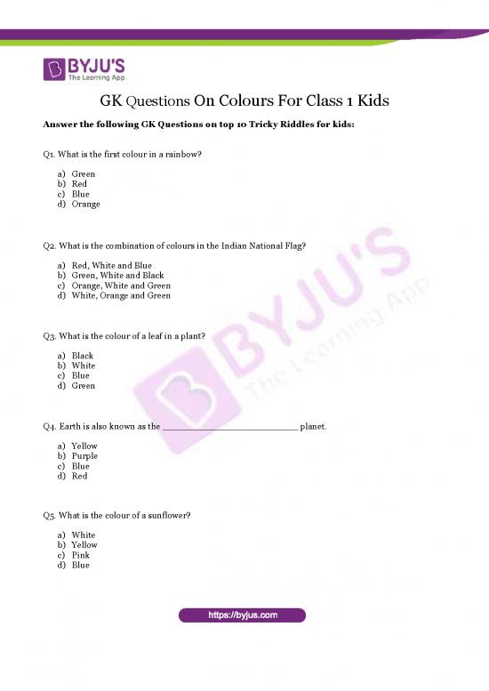 picture1_Gk Questions On Colours For Class 1 Kids