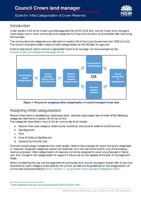 picture_Guide For Initial Categorisation Of Crown Reserves For Council Crown Land Managers Revised Version April 2021 Pdf