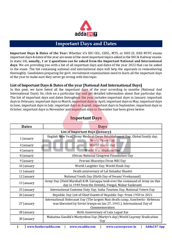 picture_Important Days And Dates